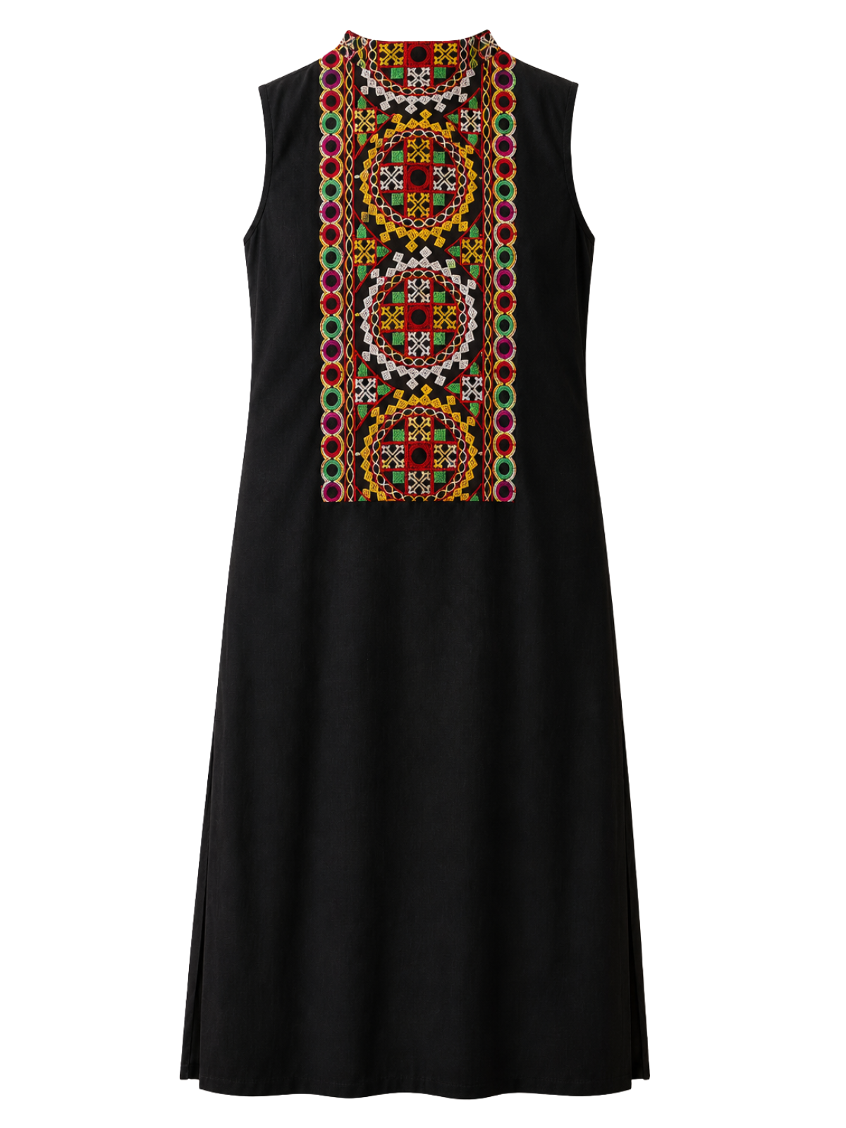 Black embroidered sleeveless kurta