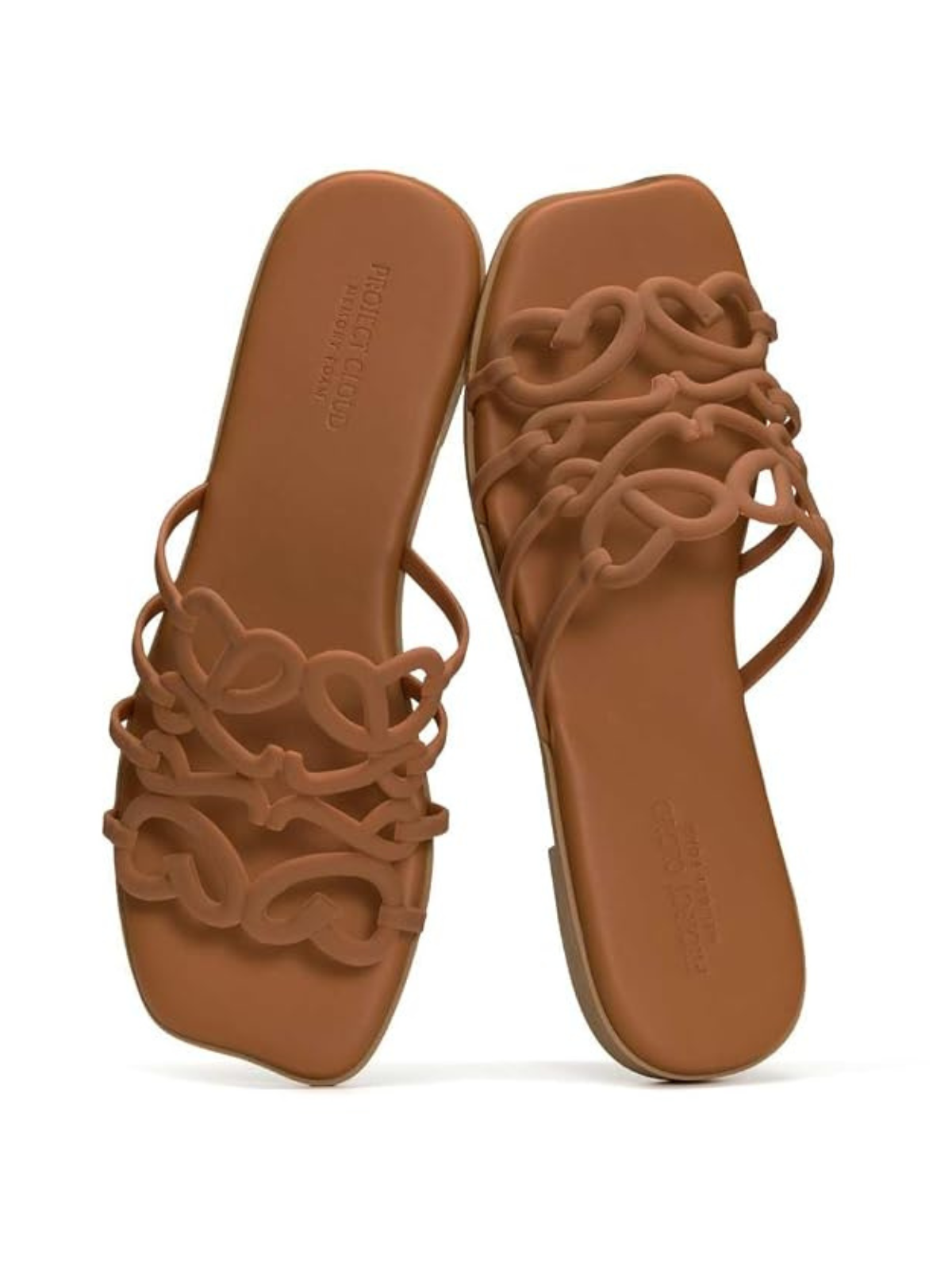 Tan woven slide sandals