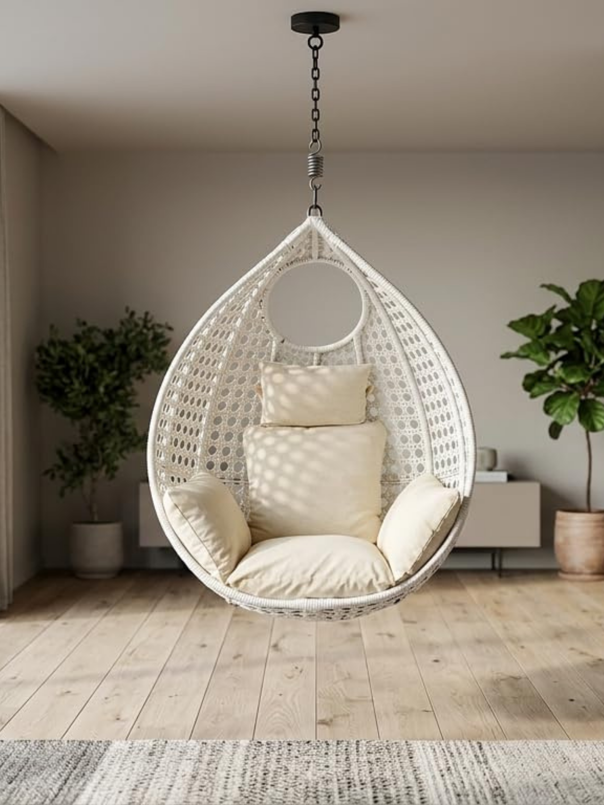 Hanging rattan egg chair