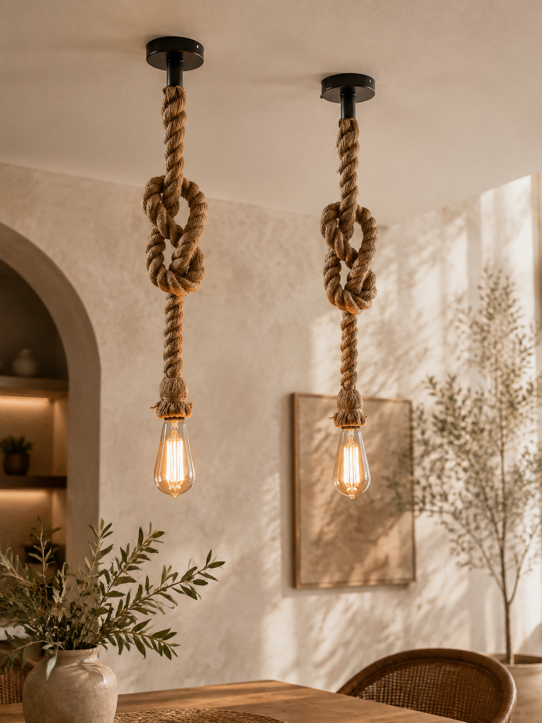 Rope pendant string lights