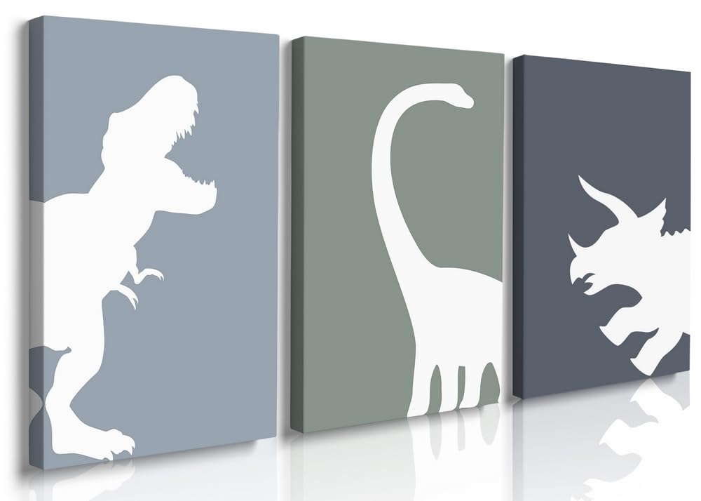 Dinosaur triptych wall art