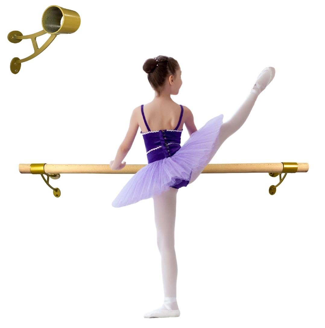 Wooden ballet barre with brass fittings