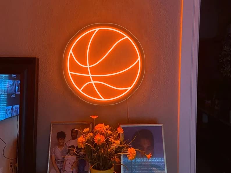 Neon basketball sign