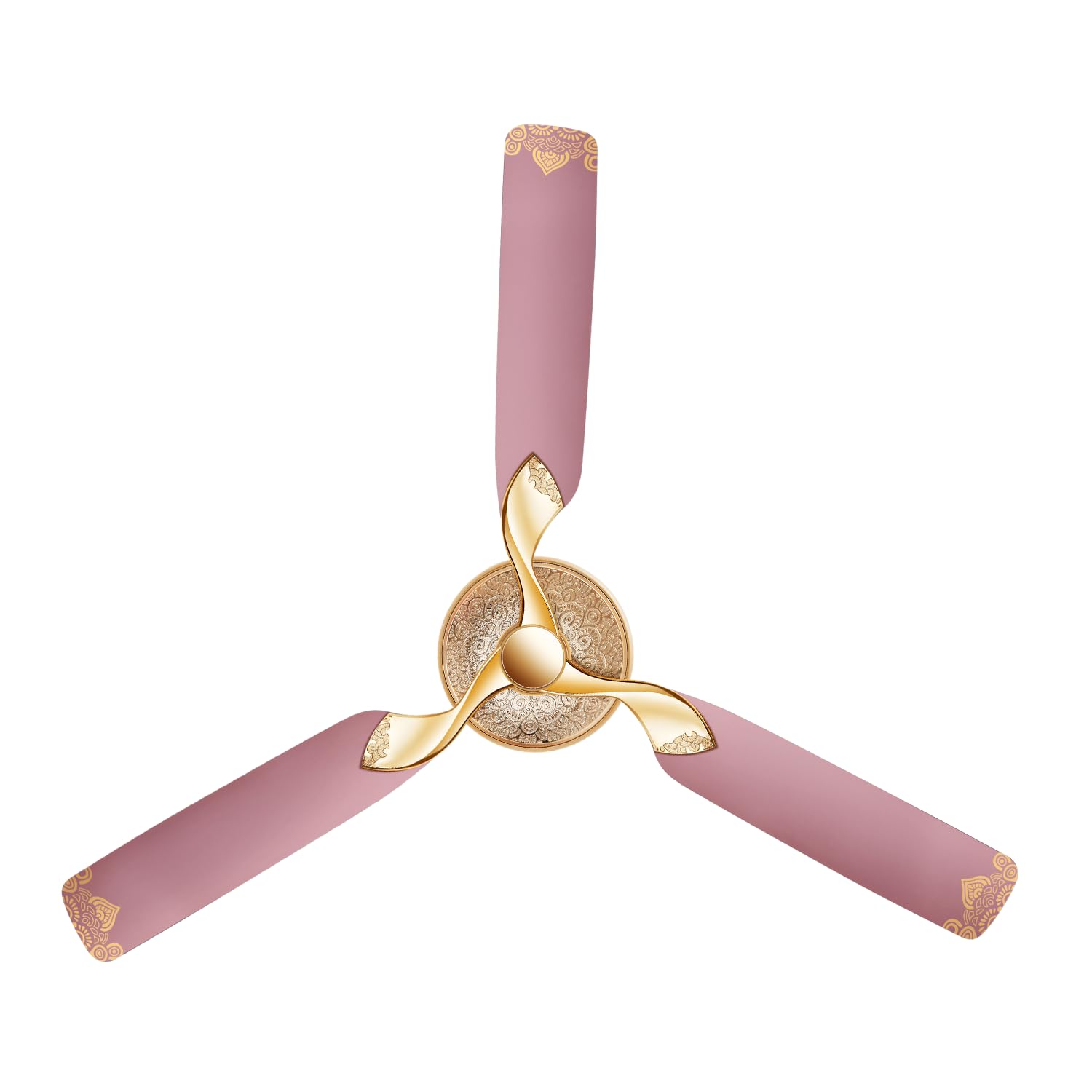Pink and gold ceiling fan