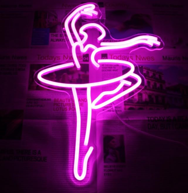 Pink neon ballerina sign