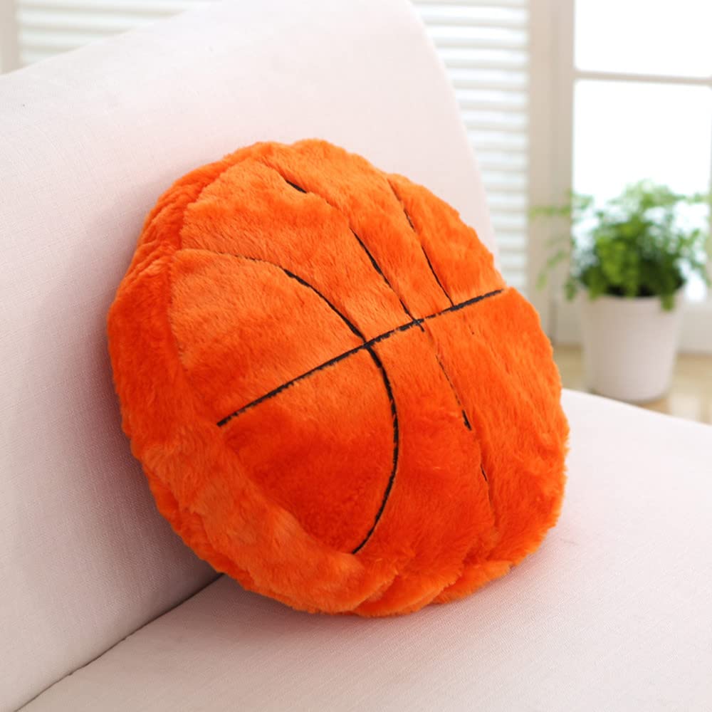 Fuzzy basketball textured round pillow