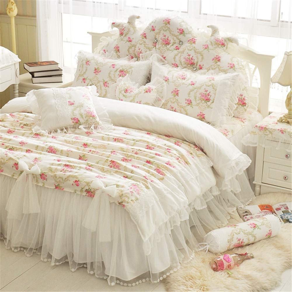 Floral ruffled bedspread set