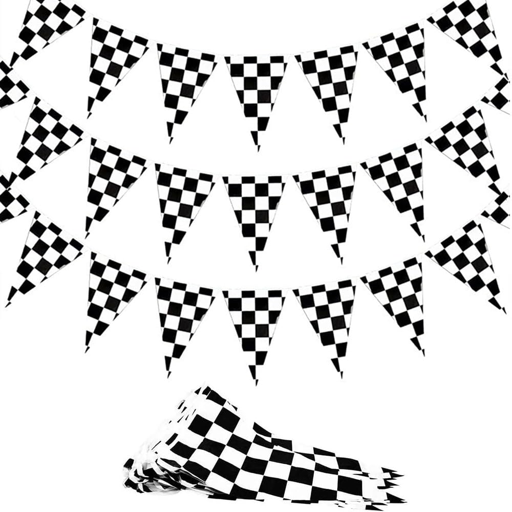 Checkered flag pennant banner