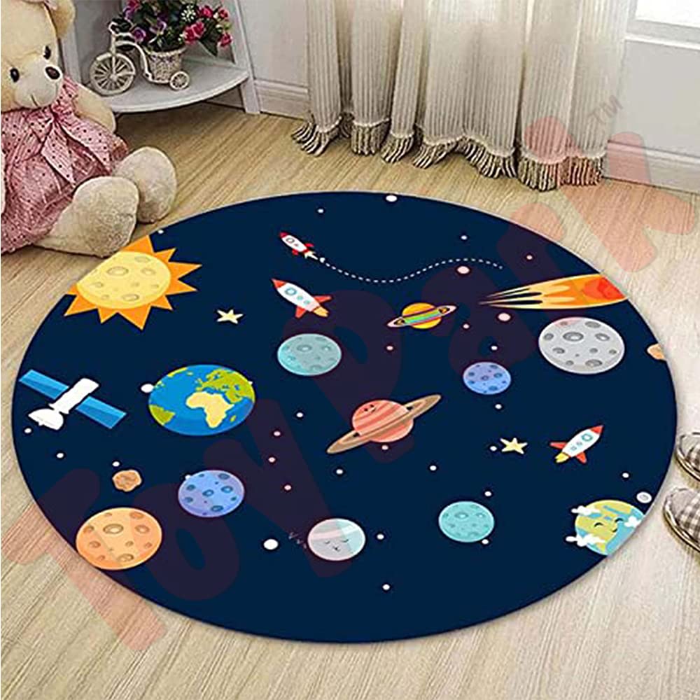 Space print round rug