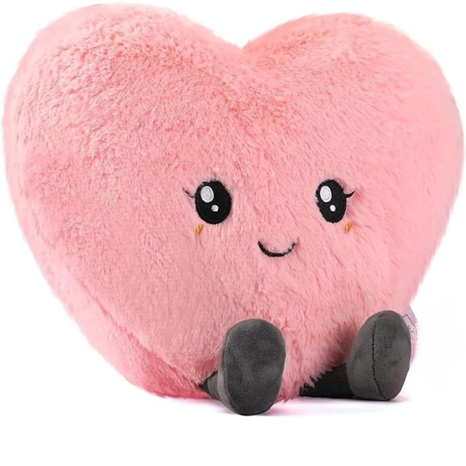 Smiling heart shaped plush pillow