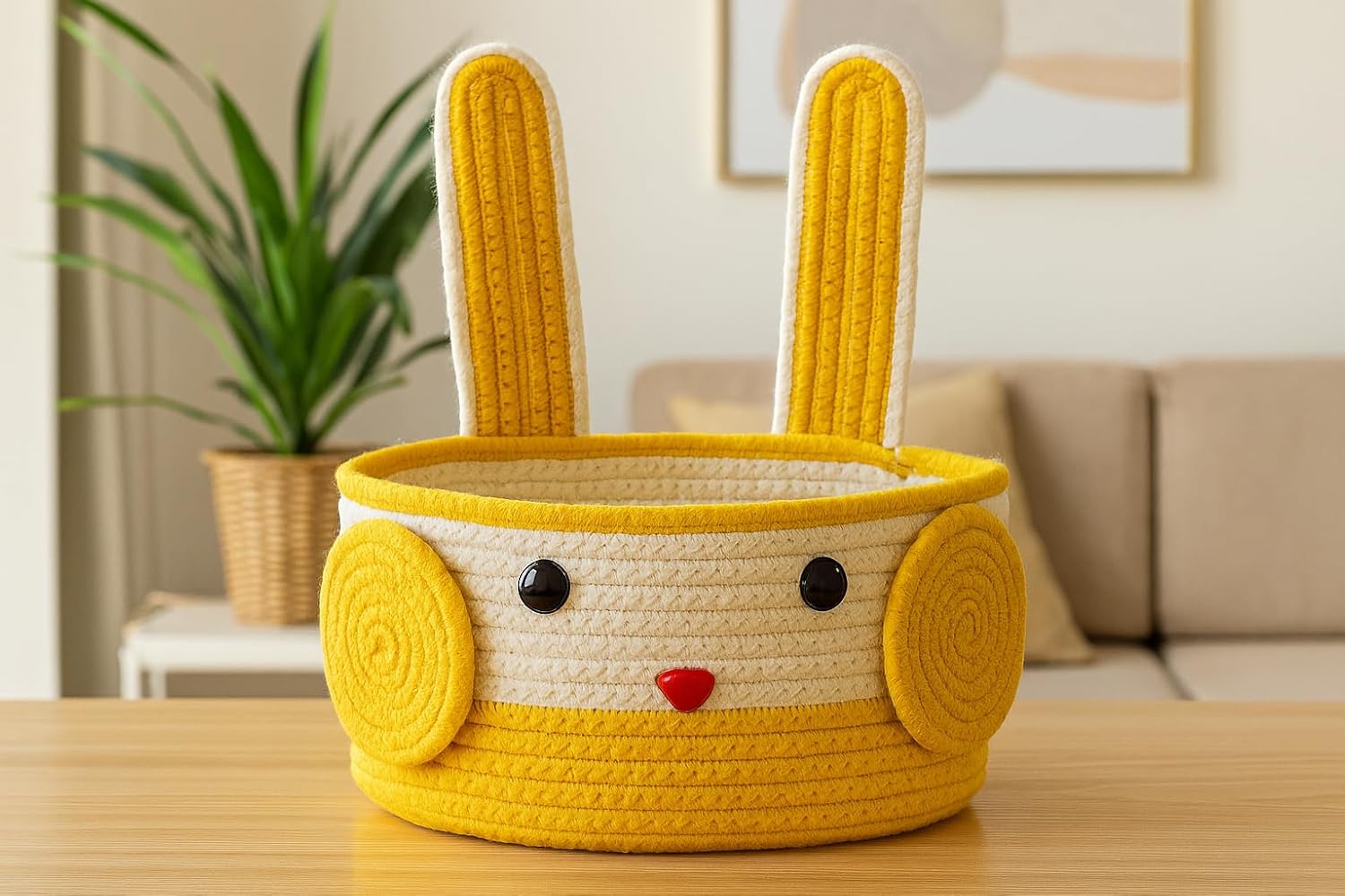 Bunny rope toy organizer basket