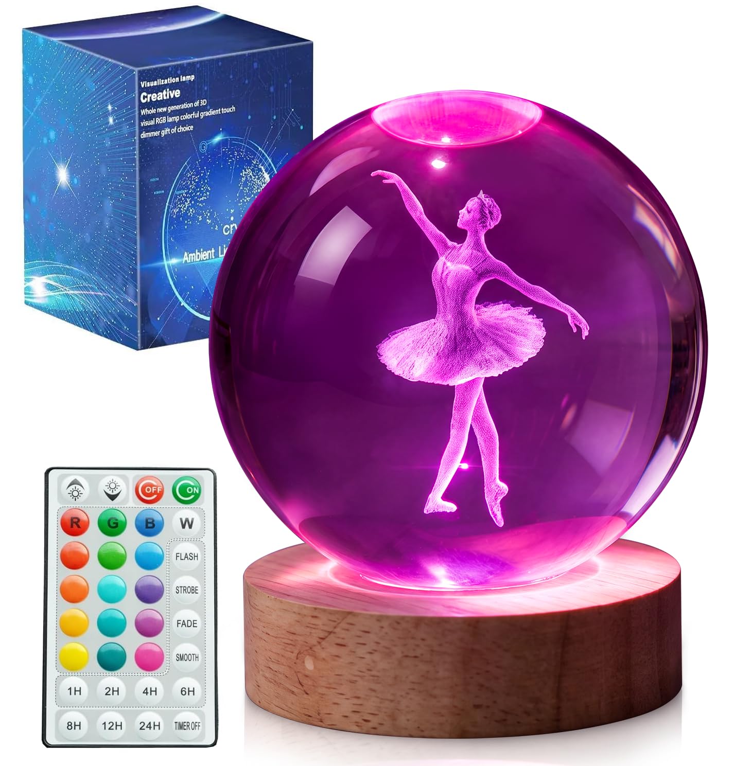 3D crystal ball ballerina lamp
