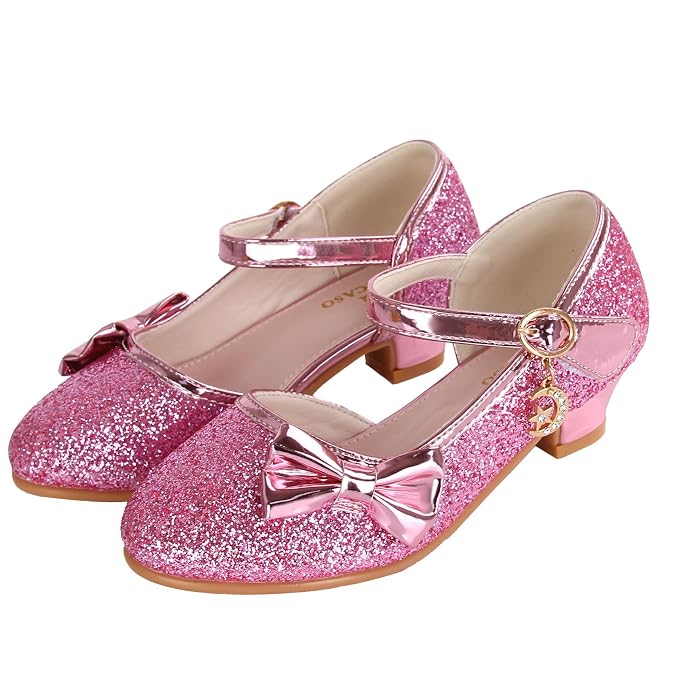 Sparkly pink girls shoes with bow