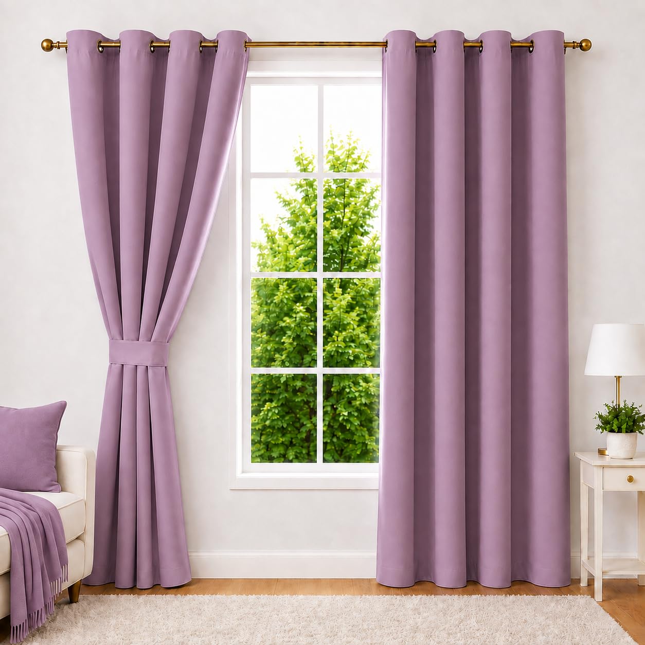 Purple grommet top curtains