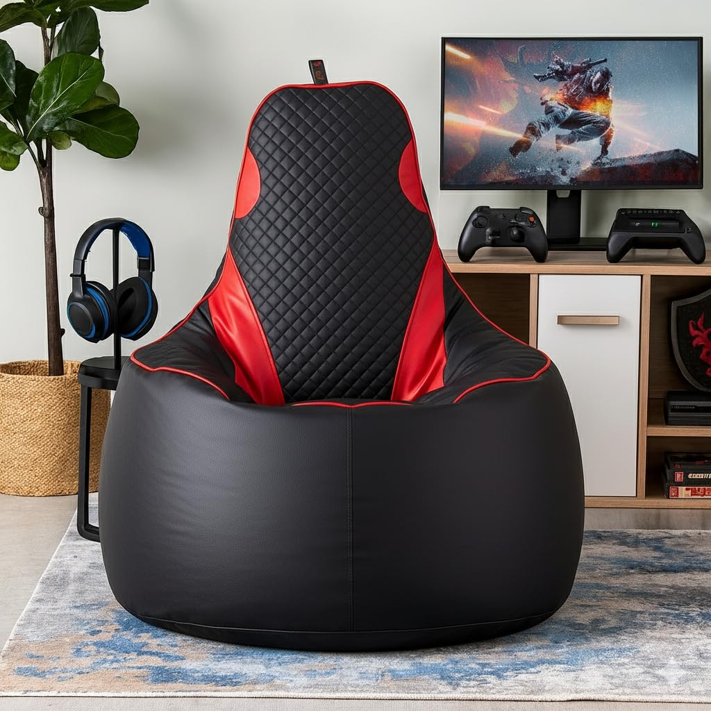 Black and red gaming bean bag chair