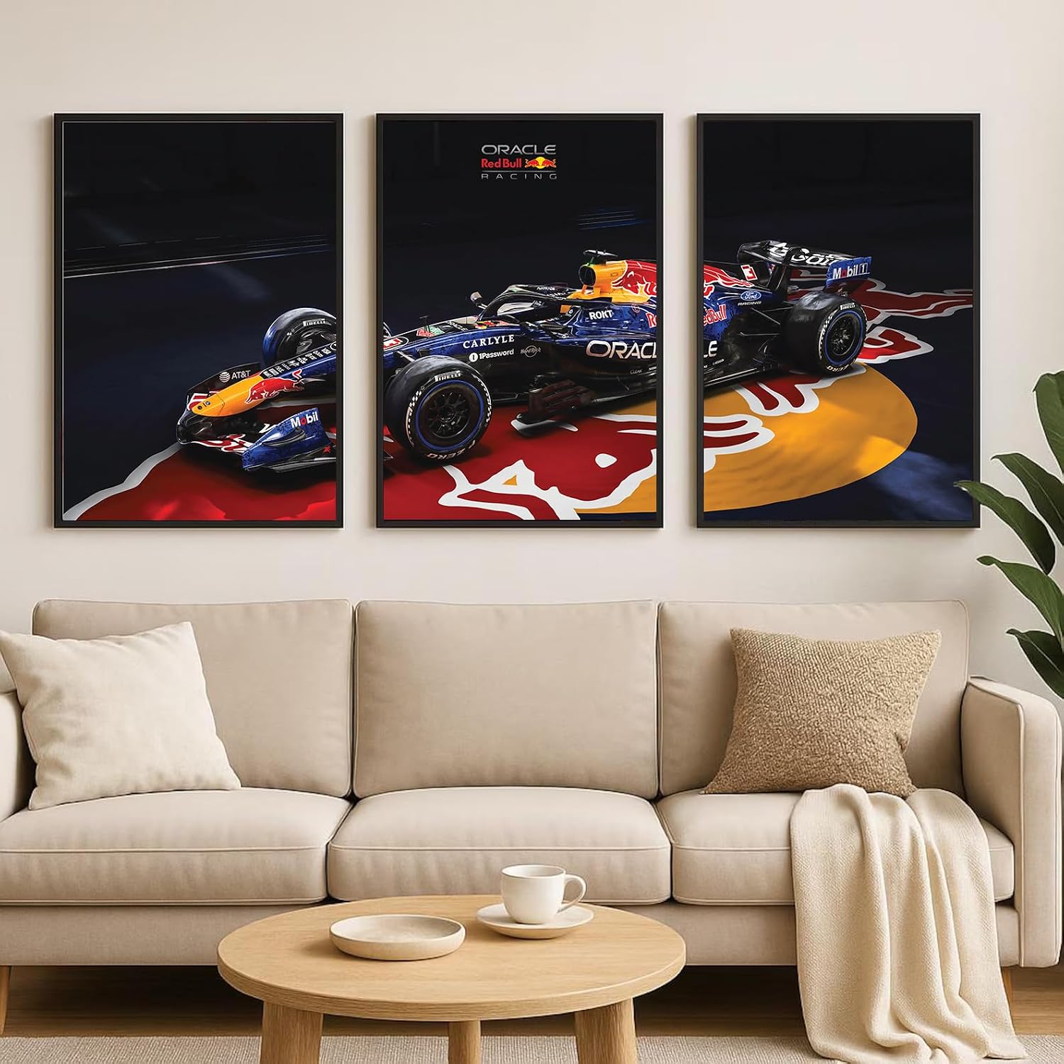 Racing car triptych wall art