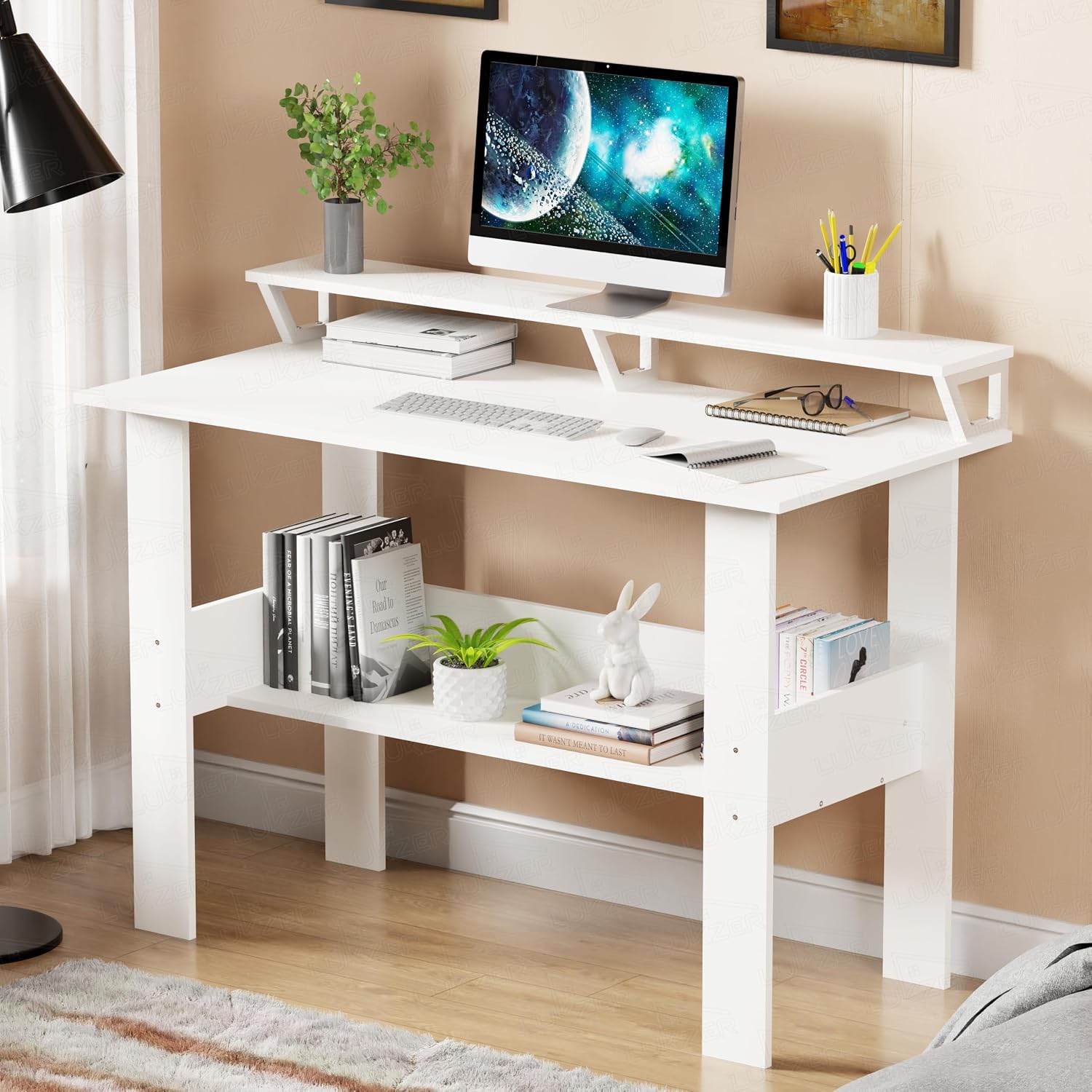 White compact desk