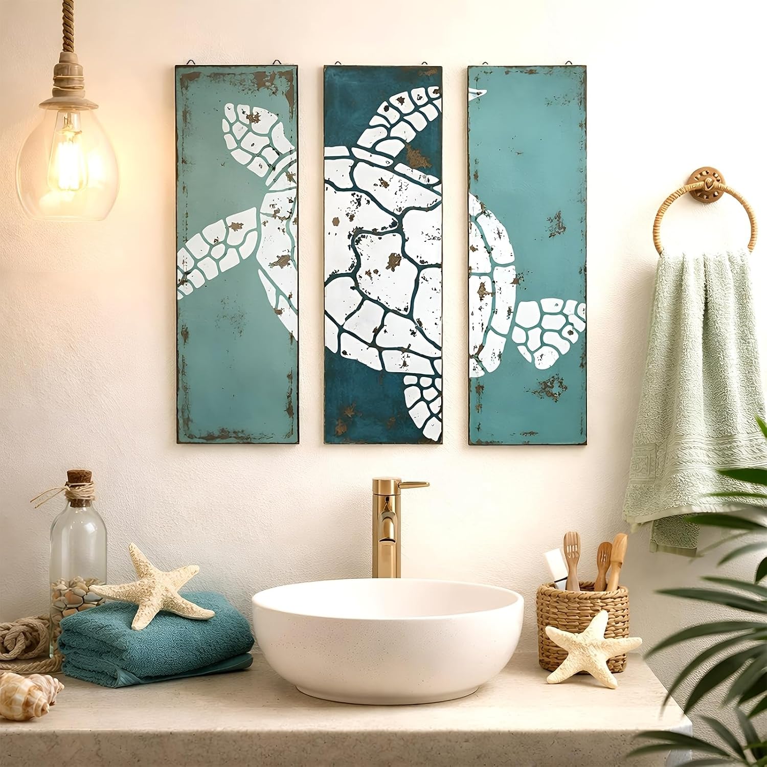 Rustic Sea Turtle Wall Art Panels
