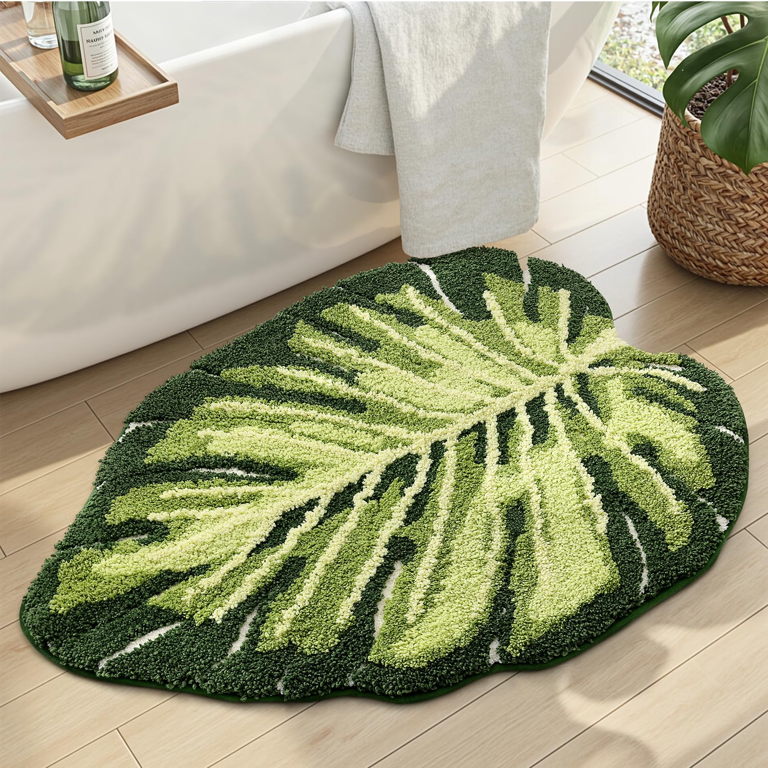 Monstera leaf shaped rug