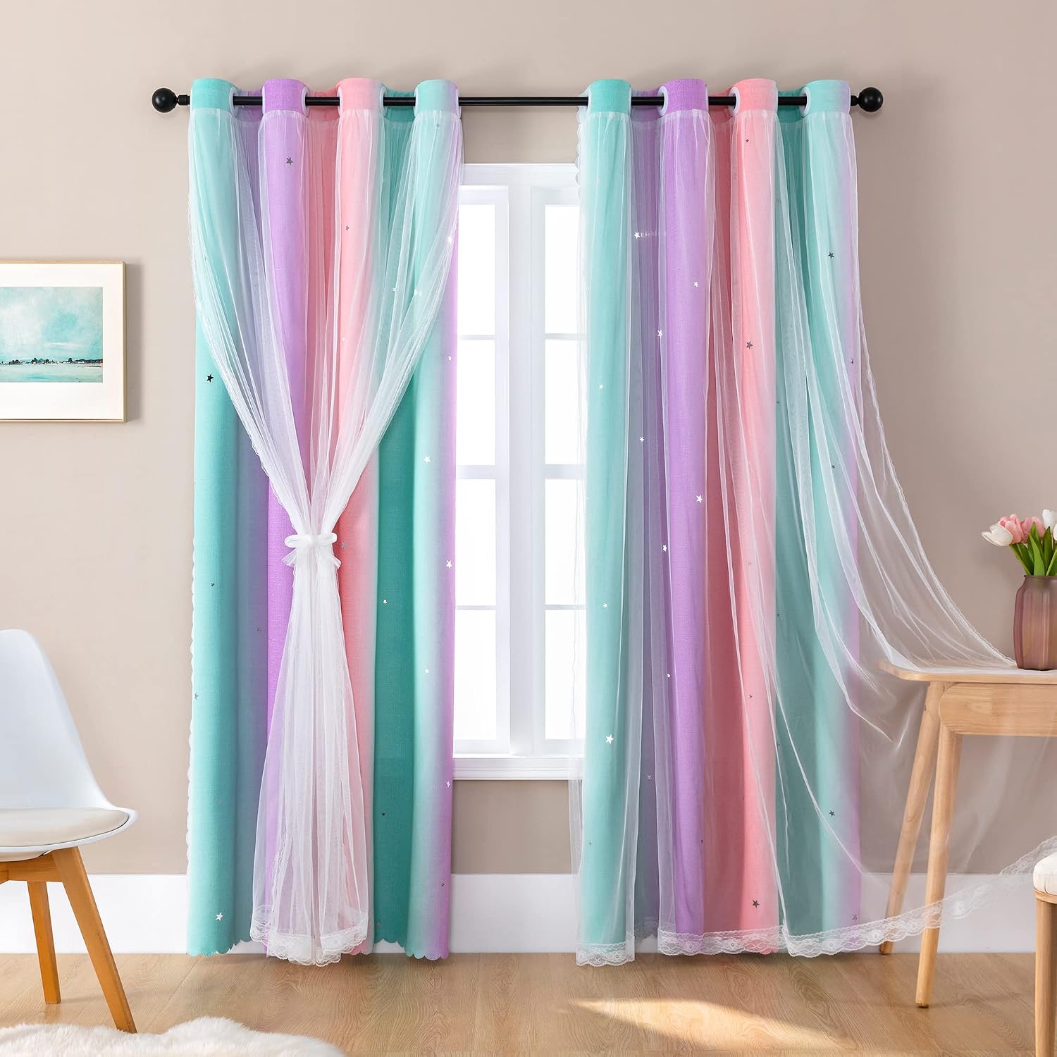 Ombre star print curtains