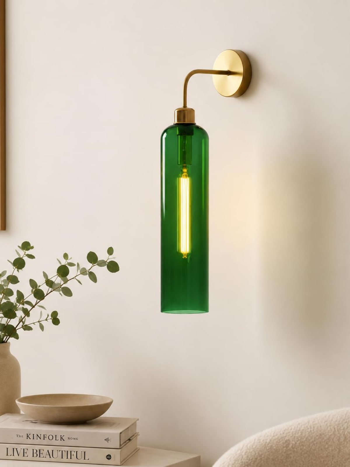 Green glass wall sconce
