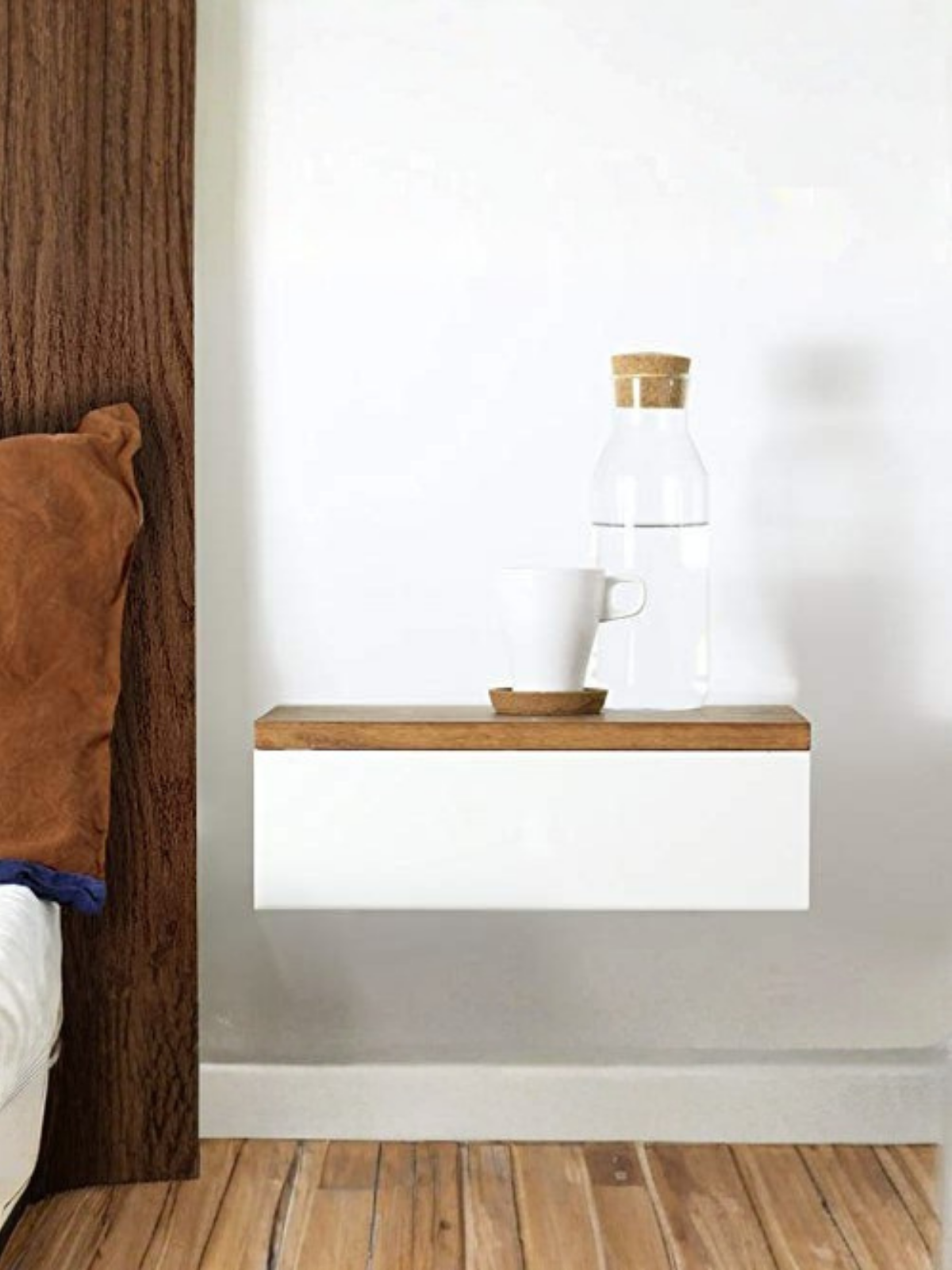Floating wall-mounted nightstand