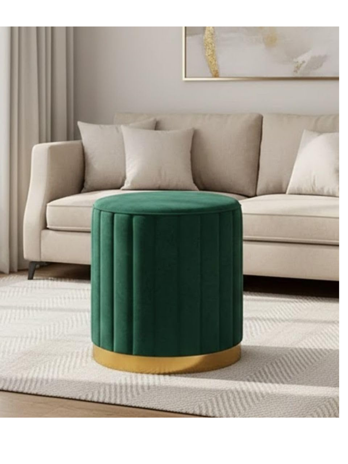 Green velvet ottoman