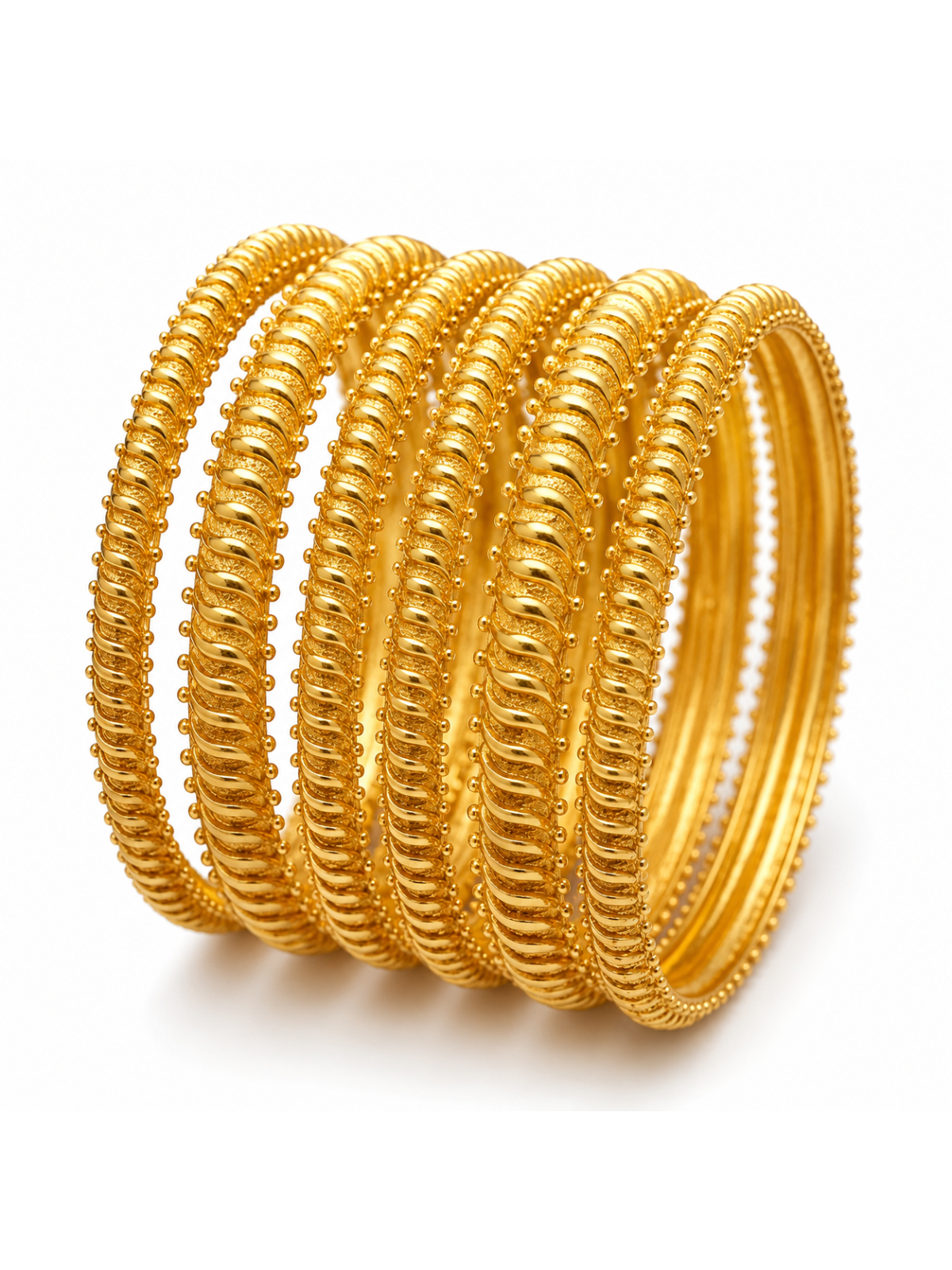 Gold bangle stack