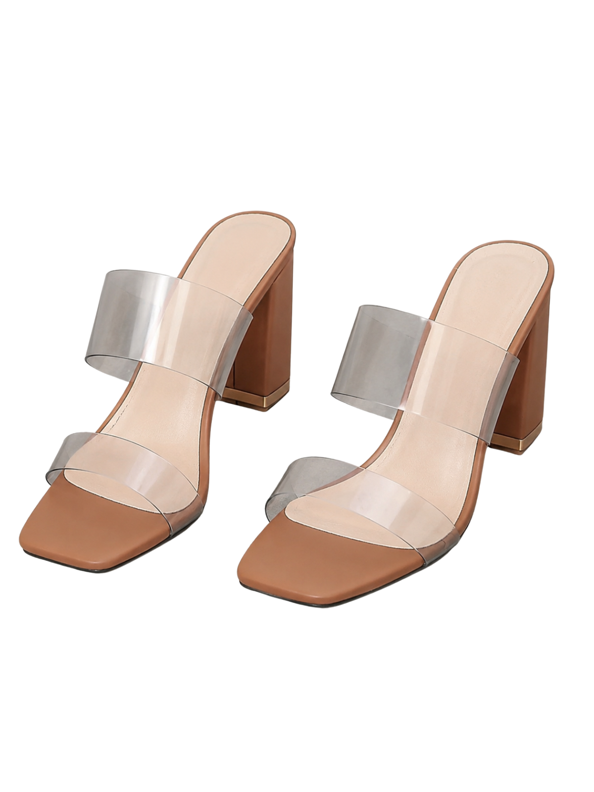Clear PVC block heel sandals