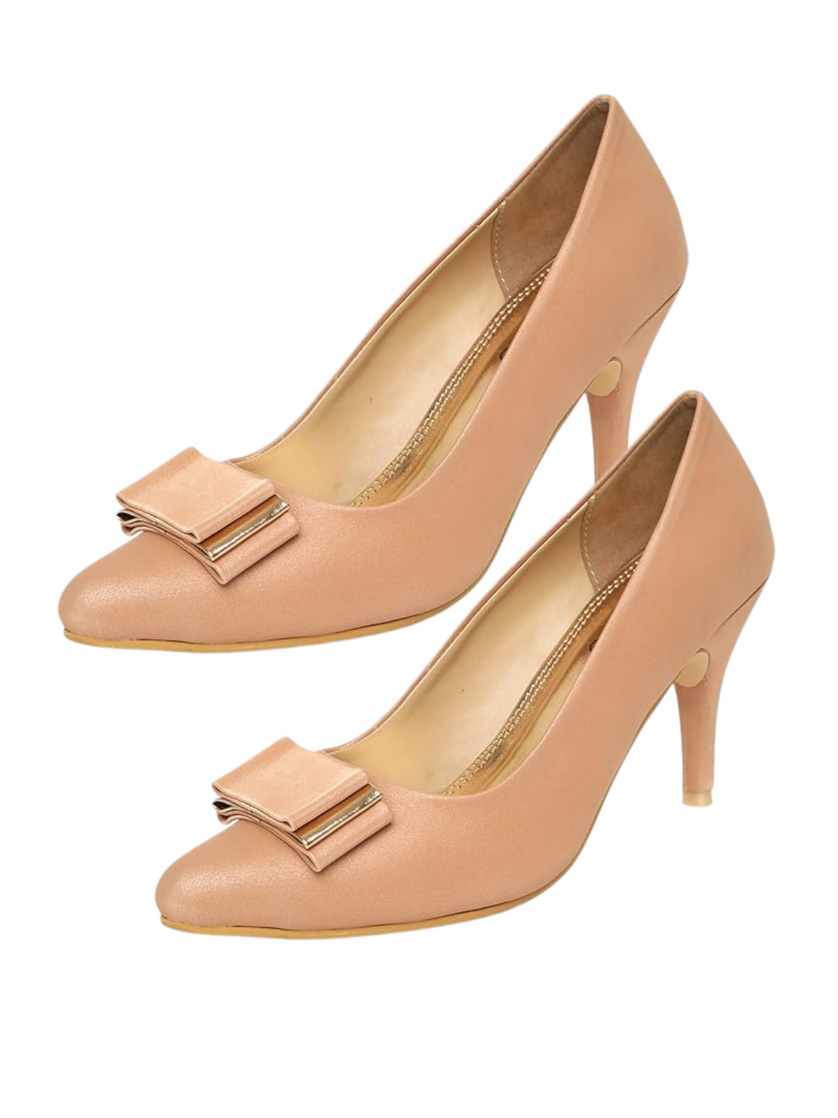 Nude pointed-toe block heels