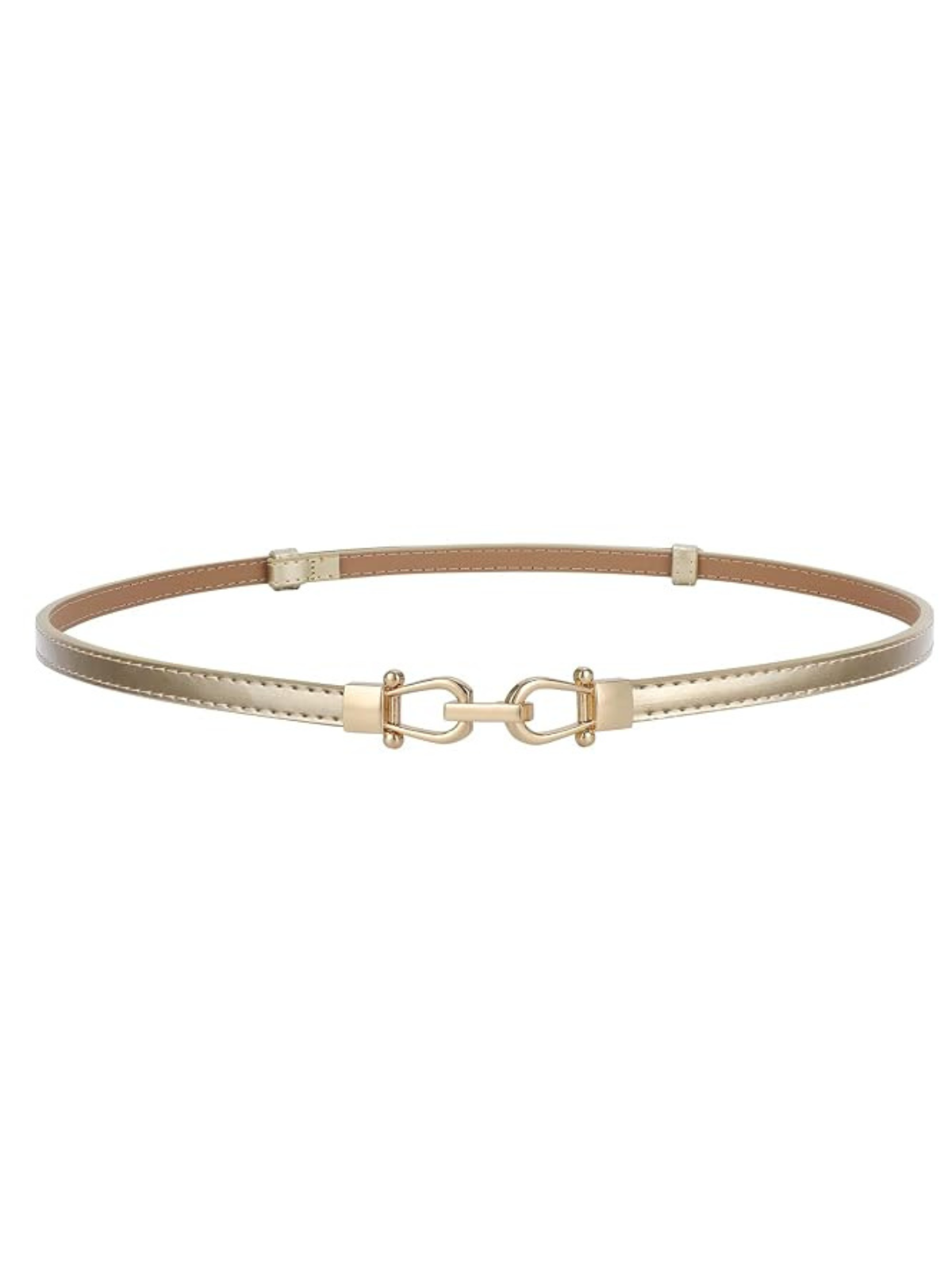 Thin gold buckle belt