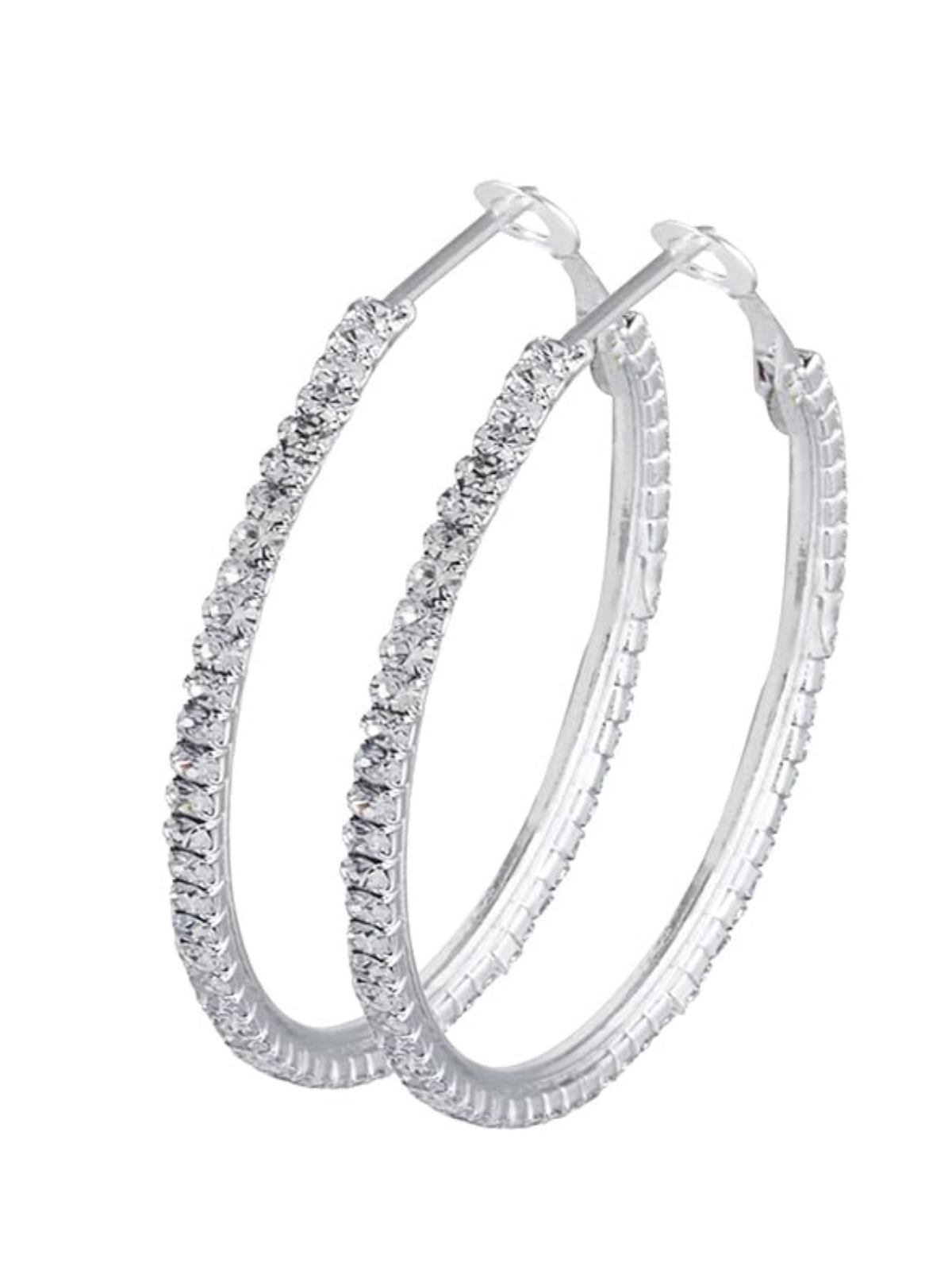 Silver crystal hoop earrings
