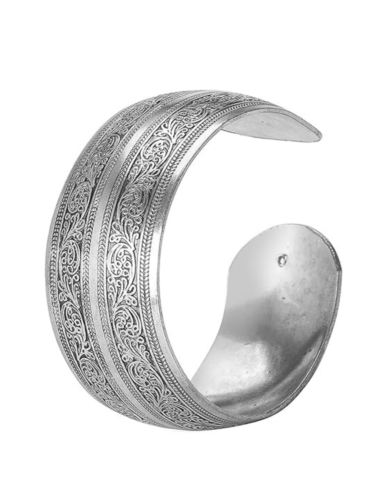 Oxidized silver engraved cuff bracelet