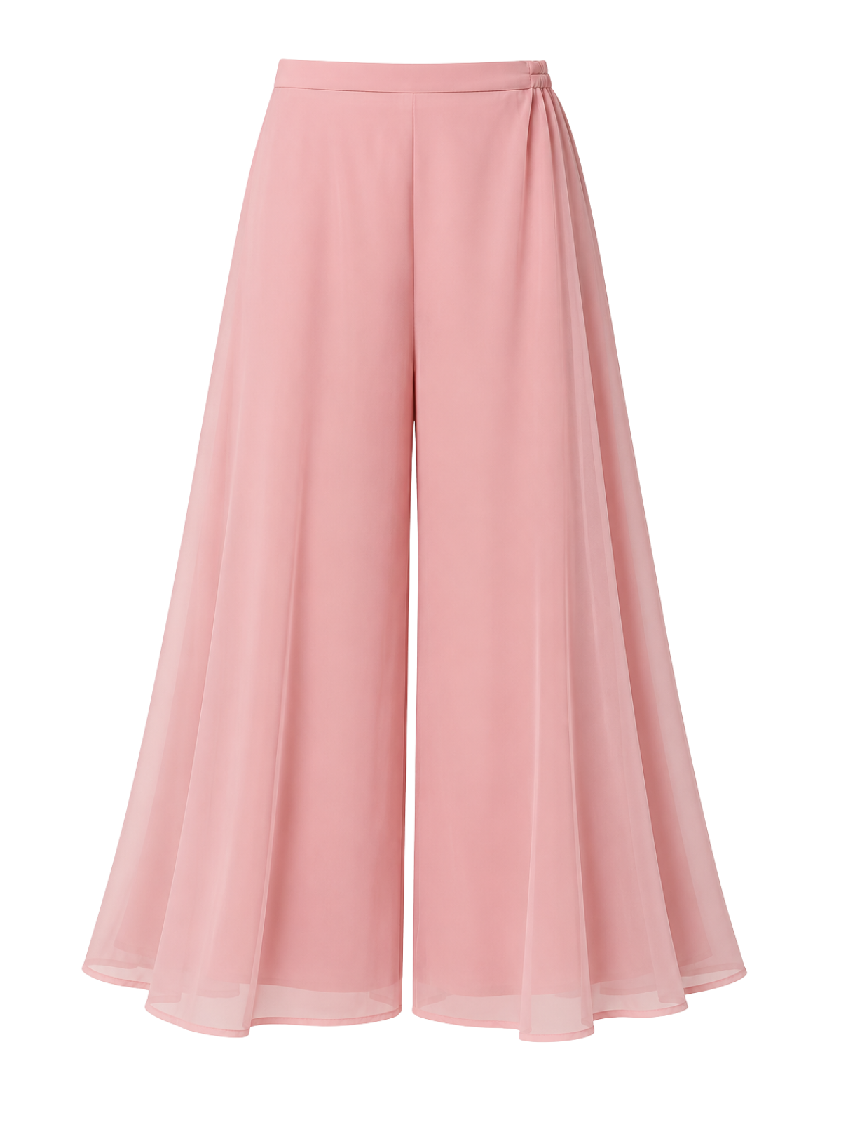 Blush pink chiffon wide-leg palazzo pants