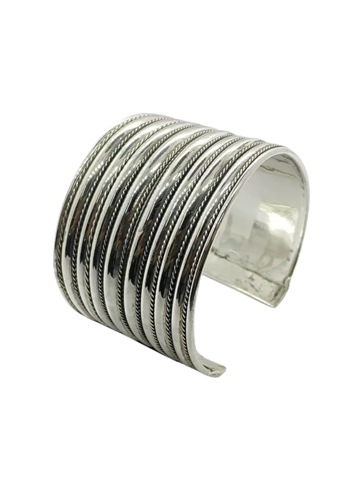 Silver textured cuff bracelet